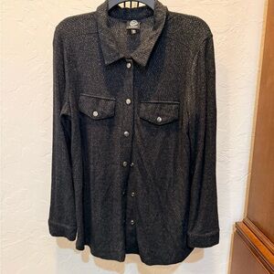 bobeau Charcoal Heather Snap-Front Shirt Jacket